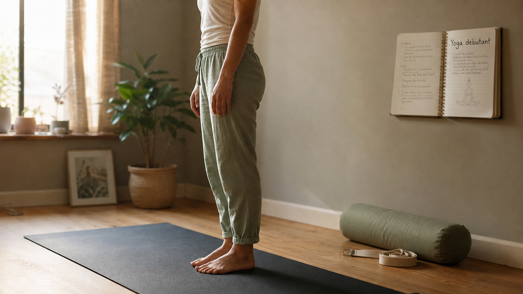 Le yoga pour débutant : posture montagne sur tapis