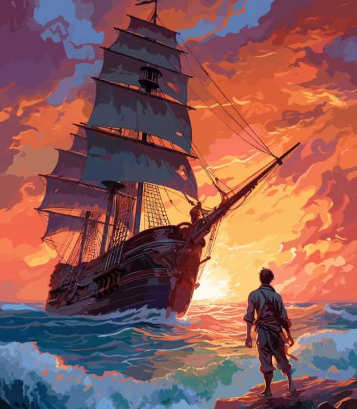 Sailor and his ship wall art