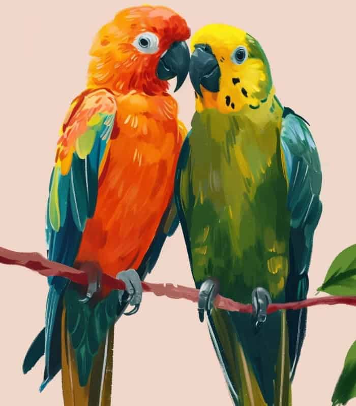 Scenic Love Parrots wall art