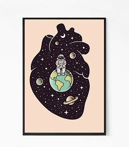 Astronaut Heart Wall Art