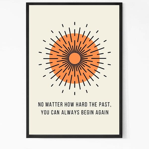 Begin Again Motivational Quote Wall Art