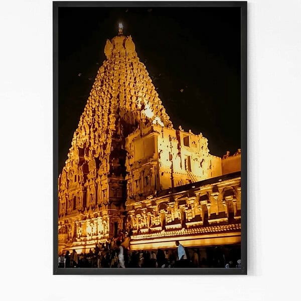 Glowing Thanjavur Temple Wall Art