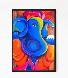 Handpainted Lord Ganesh Canvas Wall Art