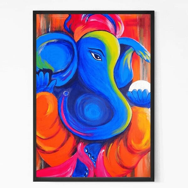 Handpainted Lord Ganesh Canvas Wall Art