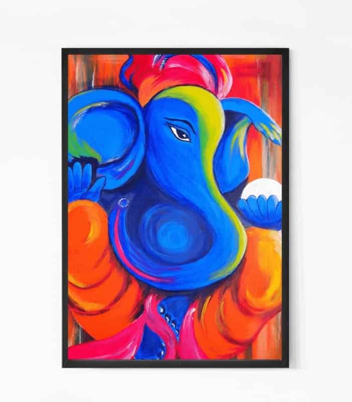 Handpainted Lord Ganesh Canvas Wall Art