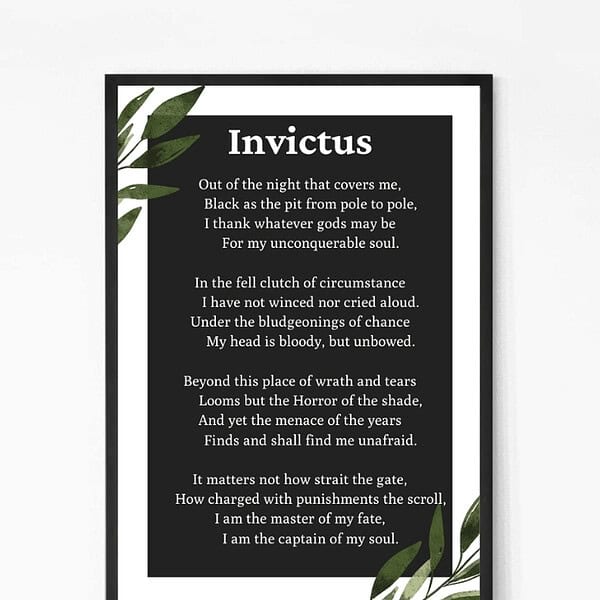Invictus Poem by William Ernest Henley Wall Art
