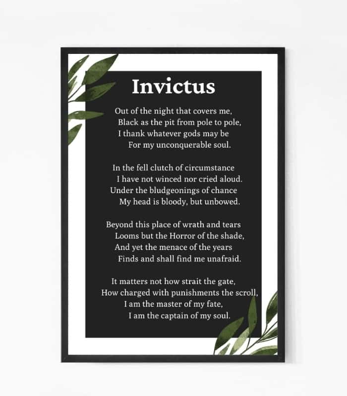 Invictus Poem by William Ernest Henley Wall Art
