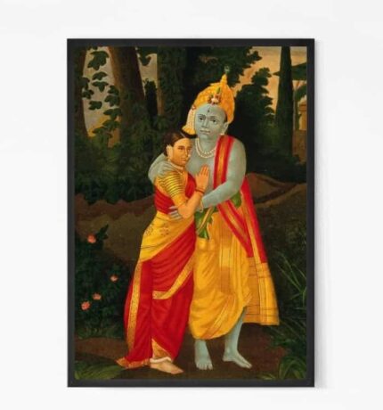 Krishna embracing Radha Wall Art