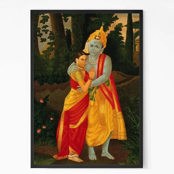 Krishna embracing Radha Wall Art