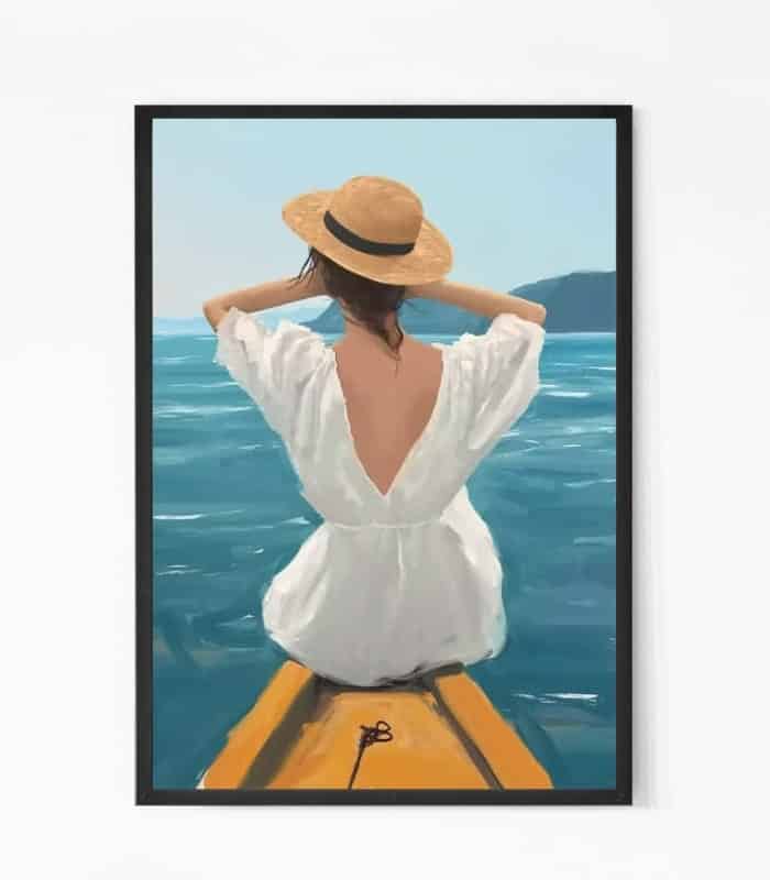 Lady On A Boat Painting Wall Art