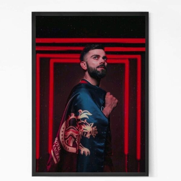 Buy Virat Kohli with RCB Flag Wall Art