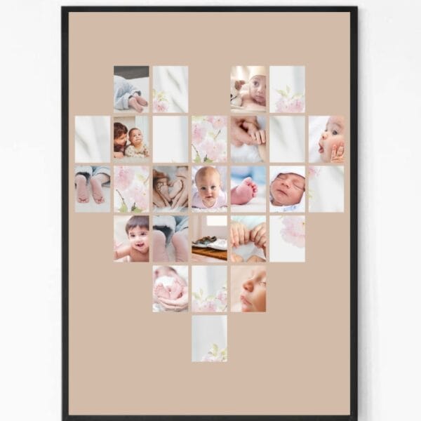 Heart Shape Baby Collage Photo Frame