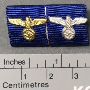 Original Rare NEAR MINT WWII German Long Service Two Place Ribbon Bar Certified By The Gettysburg Museum Of History