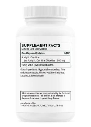 Thorne Carnityl (60 Capsules) - 500mg Acetyl-L-Carnitine supplement for brain, nerve, and mitochondrial support.