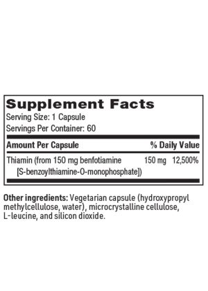 SFI Health Benfotiamine - Bioavailable, fat-soluble vitamin B1 for blood sugar and nerve support.