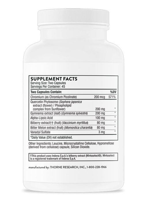 Thorne Diabenil (90 Capsules) - botanical and mineral supplement for healthy metabolism and blood sugar support.