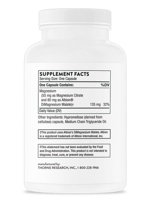 Thorne Magnesium CitraMate - A highly absorbable blend of magnesium citrate and malate for muscle, heart, and bone support.