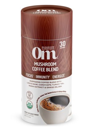Om Mushroom Coffee Blend - Organic coffee with a six-mushroom blend for energy, focus, and immune support.