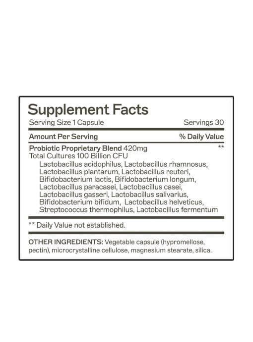 Probiotic Capsules 100 Billion advanced microbiome support that maintains a healthy gut microflora and supports regularity