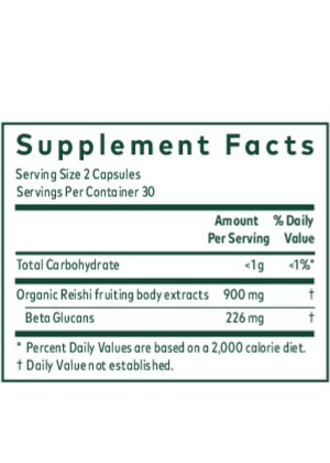 Reishi Mushroom - Dual-extracted organic Reishi fruiting body extract for immune and heart health.