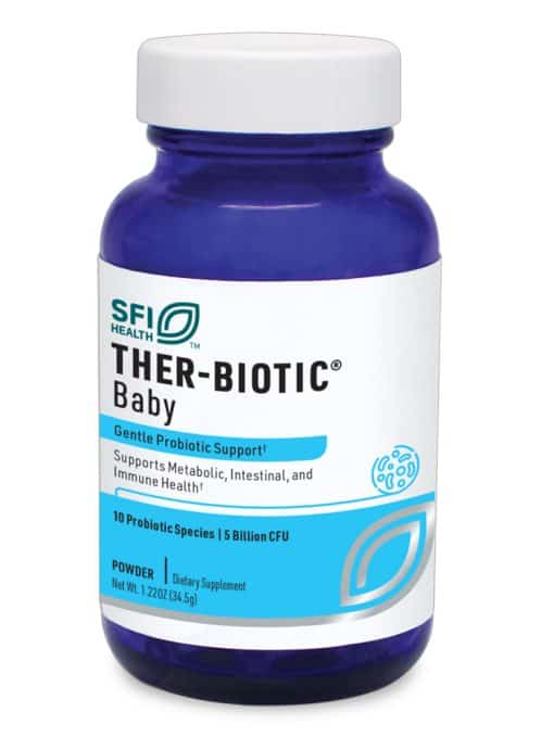 Ther-Biotic Baby - 10-strain, 5 billion CFU probiotic powder for infants' digestive and immune health.