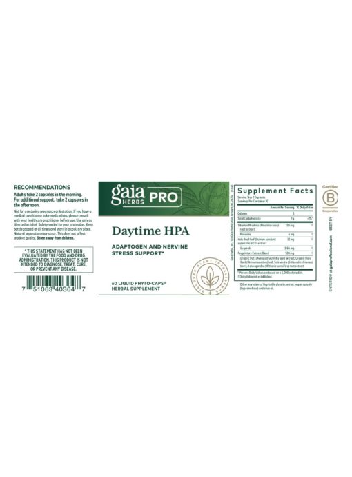 Daytime HPA - Adaptogen and Nervine Stress Support - Back