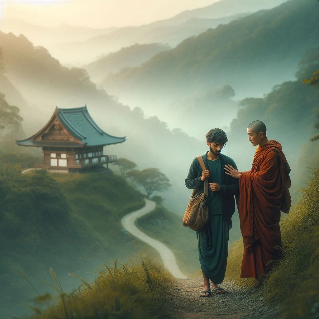 Heart Touching Devotional Story of a lost traveler receiving unexpected help from a Buddhist monk in a foreign land.