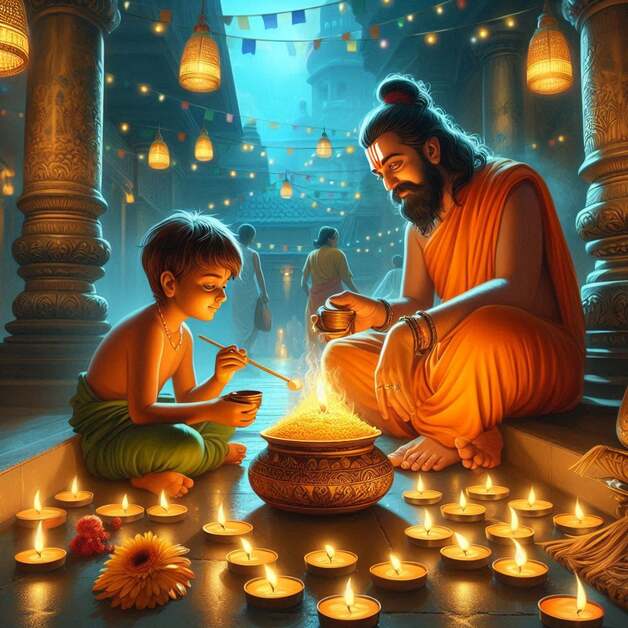This Heart Touching Devotional Story of a poor boy lighting a diya in a peaceful Indian temple reflects true faith and devotion.