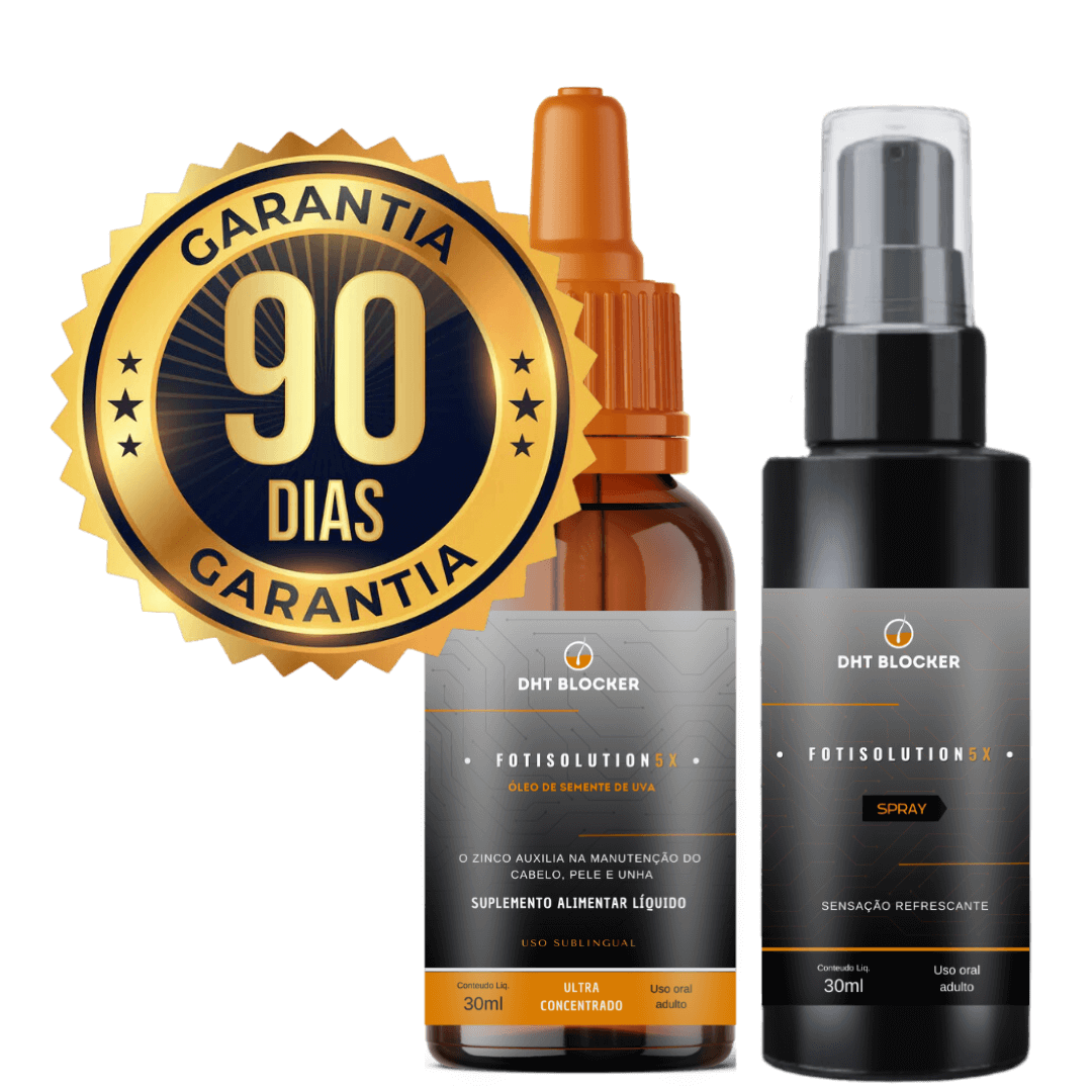Selo de 90 dias de garantia do tratamento DHT Blocker. Se não tiver resultados, seu dinheiro de volta.