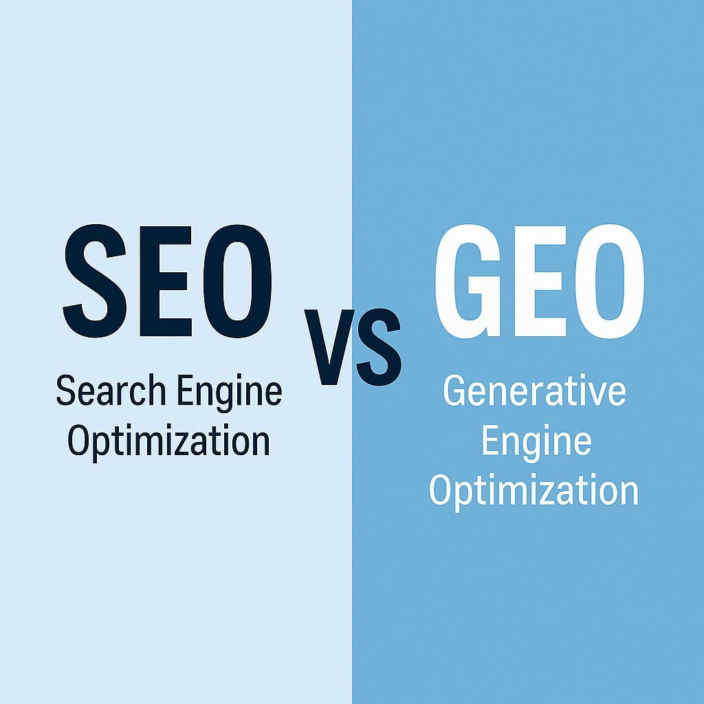Gegenüberstellung SEO und GEO.