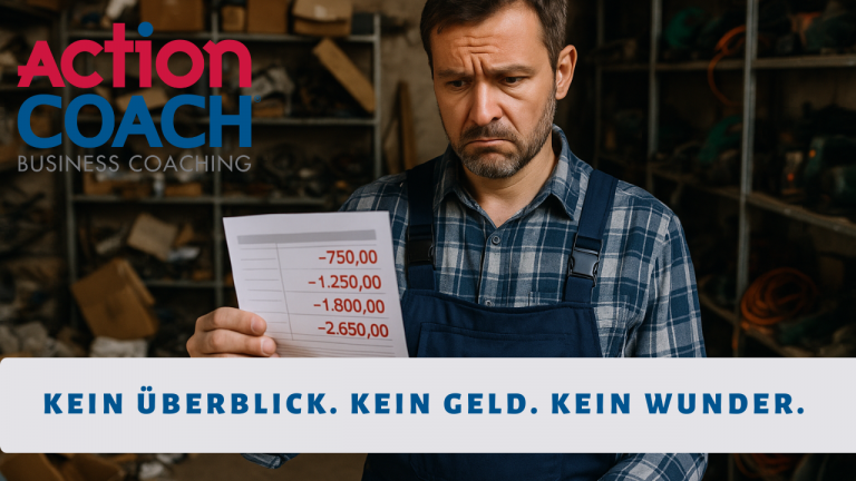 Ein Handwerker steht im Lager und sieht nur rote Zahlen