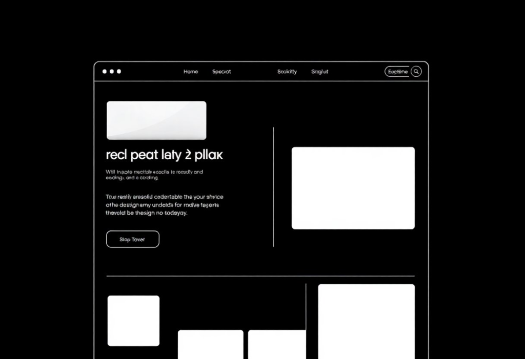 web UI black and white wireframe design concept