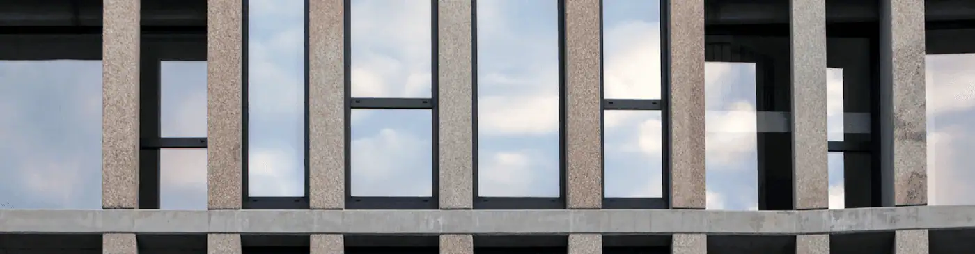 Close up view of steel look windows