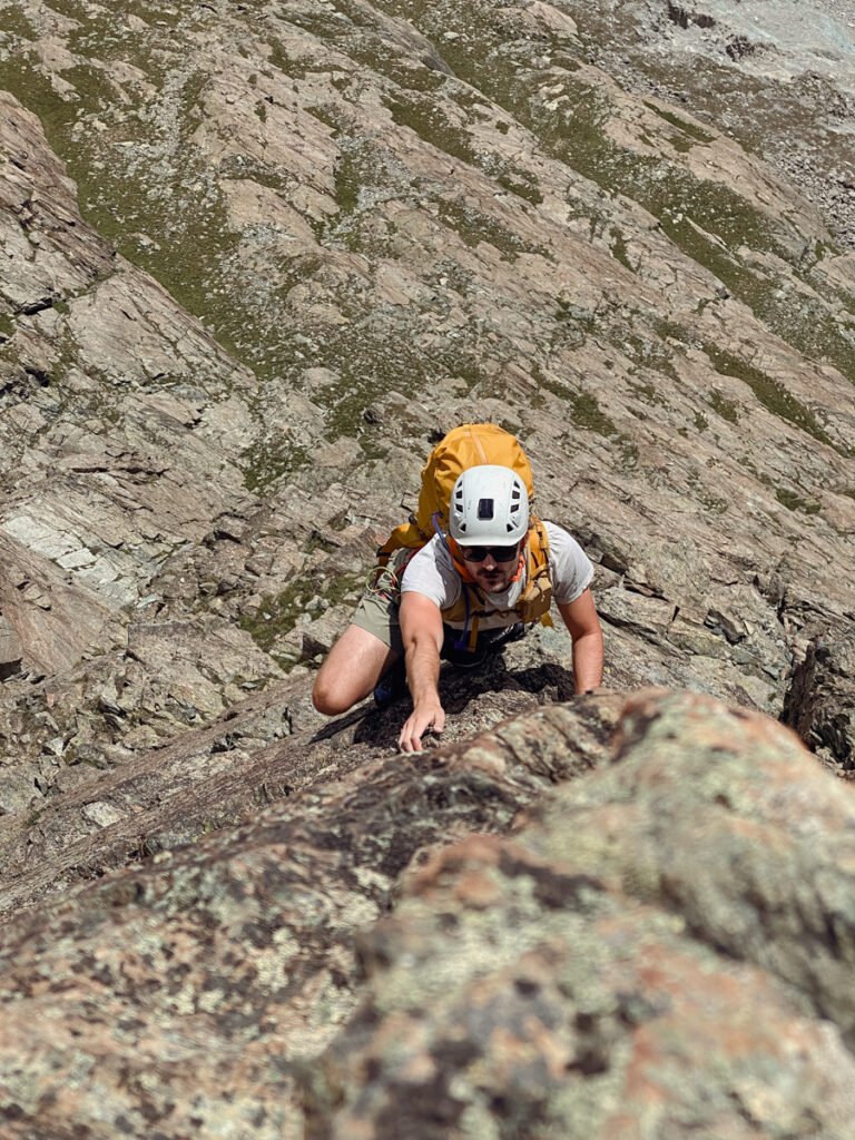 Climber on Riffelhorn in Zermatt.