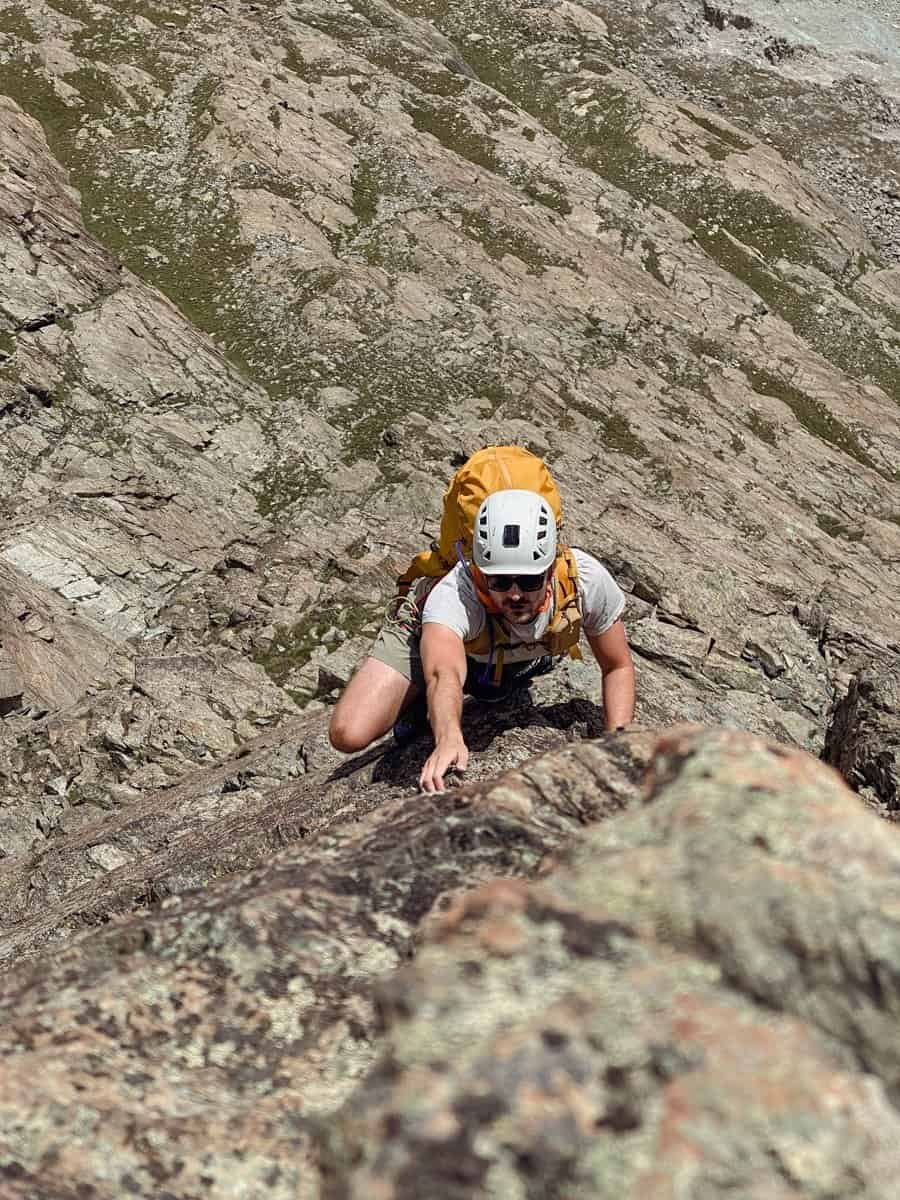 Climber on Riffelhorn in Zermatt.