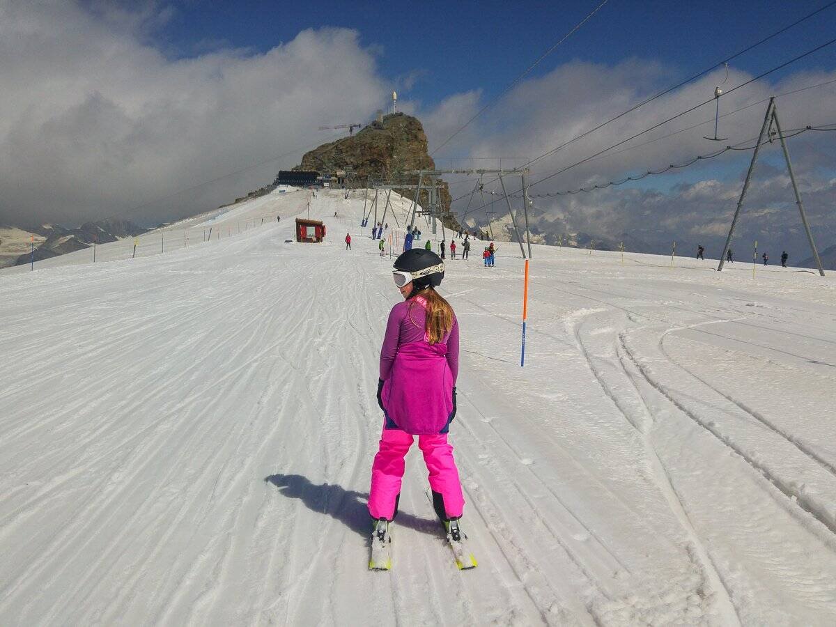 Child summer skiing in Zermatt.