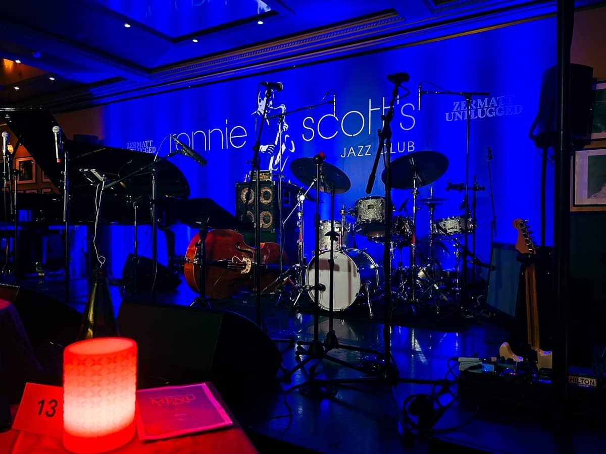 Instruments on stage at Ronnie Scott's, Zermatt Unplugged.