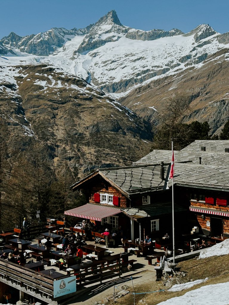 Alphitta Terrace overlooking the Swiss Alps.
