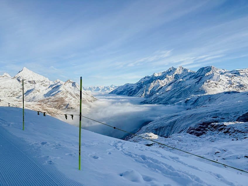 Snowy mountains and cloud inversion over Zermatt.