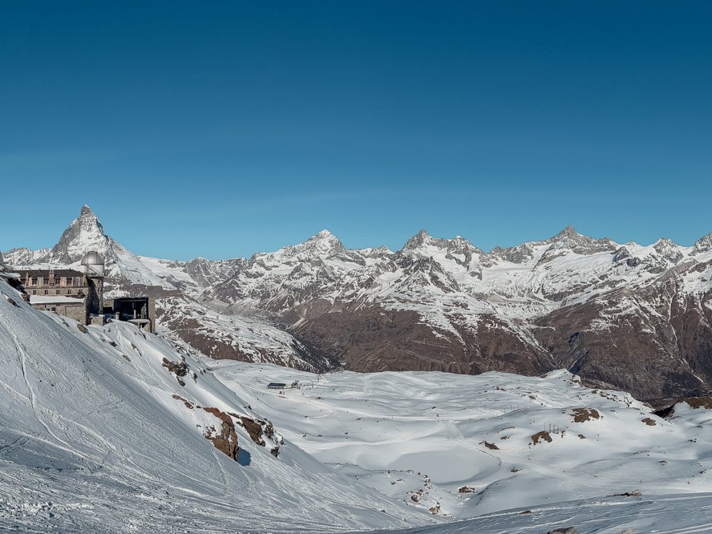 Snow covered Swiss Alps in Spring.