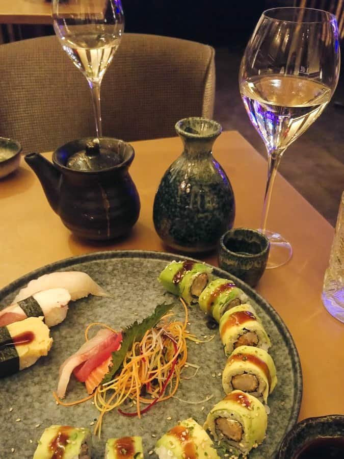 Sushi and champagne