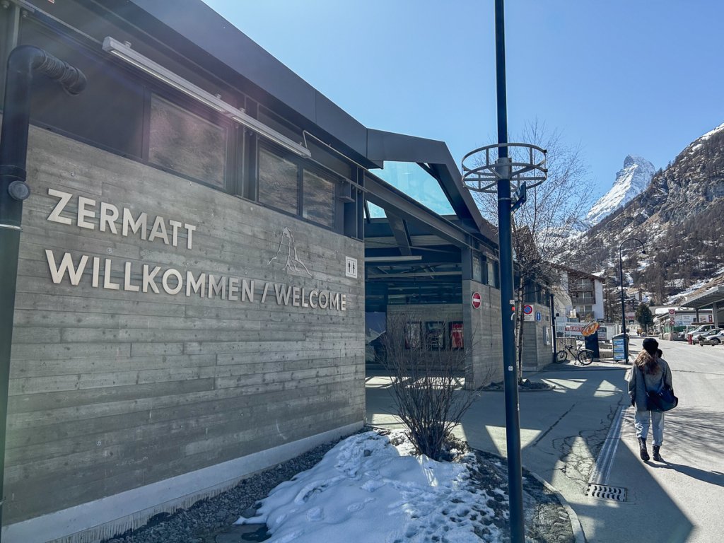 A welcome sign in Spiss, Zermatt.