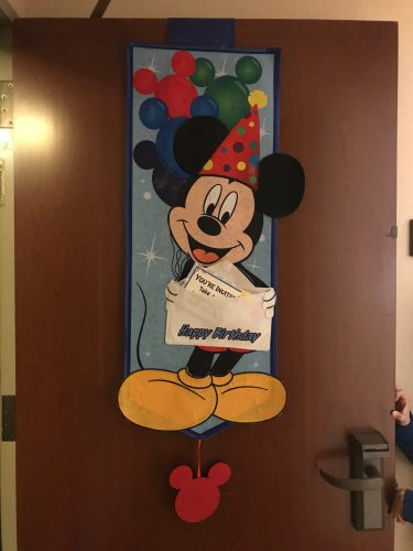 In room celebration door hanger