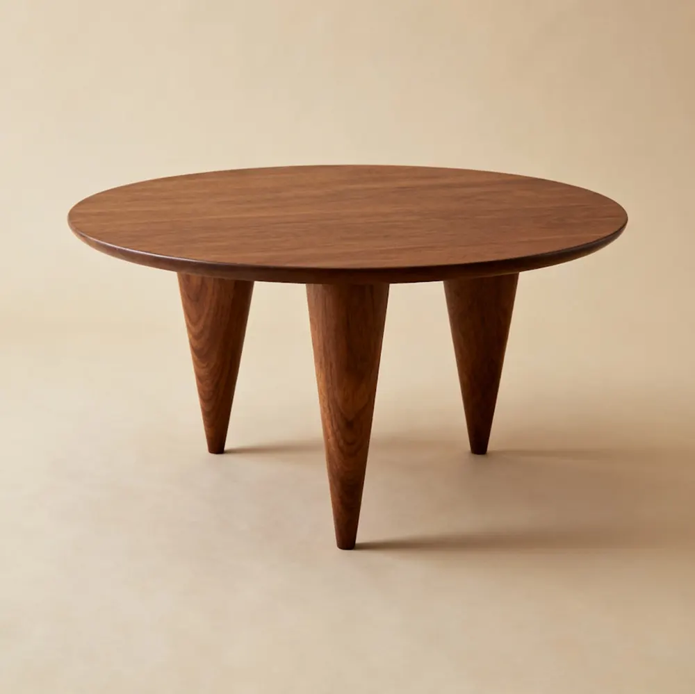 Rundt kaffe træbord