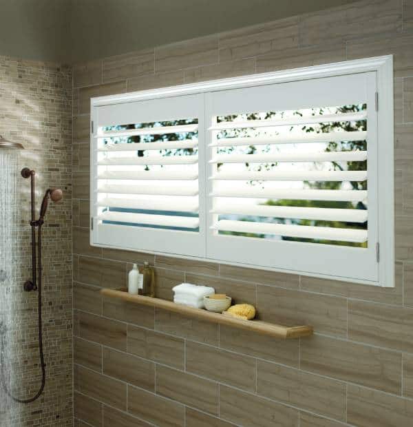 Bright Modern Bathroom Window with Shutters.