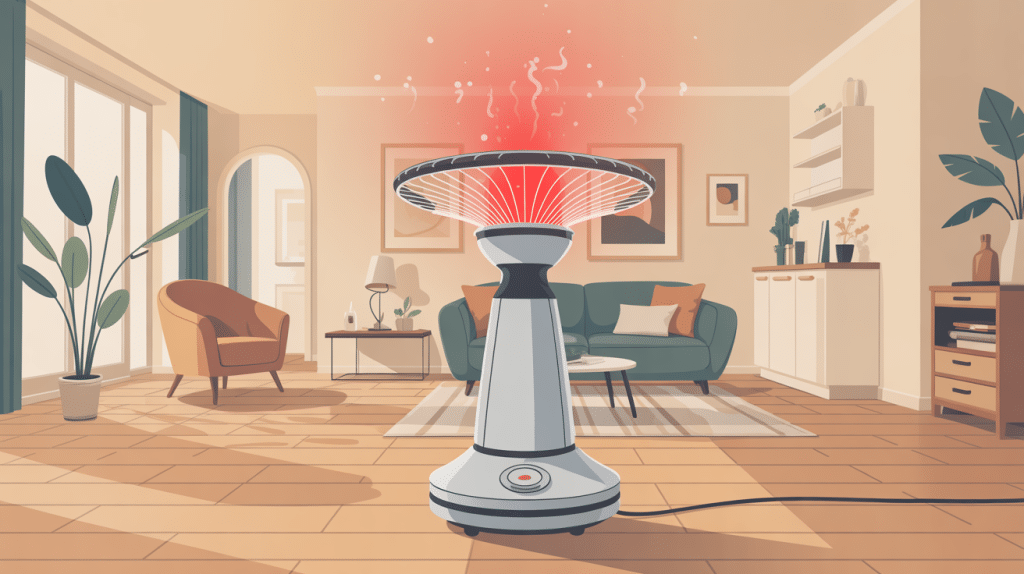 balais électrique sans fil dans salon lumineux