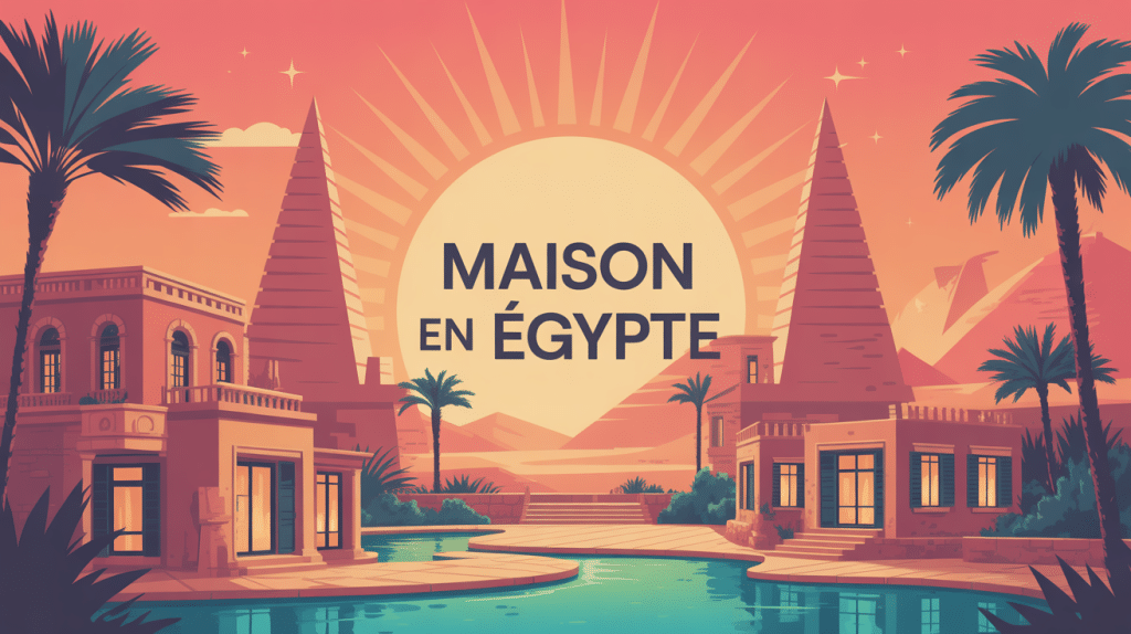 illustration rêve maison en egypte palmiers soleil