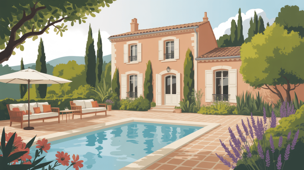 Maison provencale traditionnelle avec jardin méditerranéen