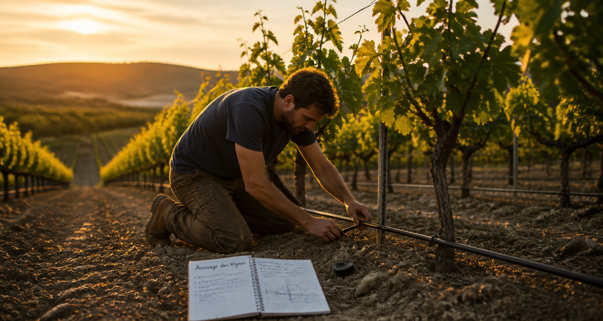 arrosage vignes goutte à goutte viticulteur