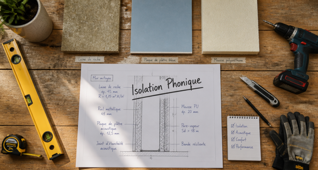 isoler phoniquement un mur mitoyen outils et matériaux